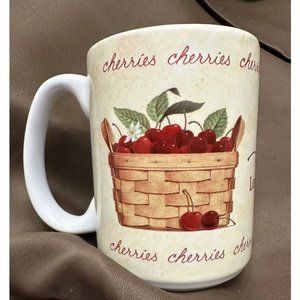 Longaberger Pottery Cherries In‎ Basket 16oz  Coffee Tea Mug Cup
